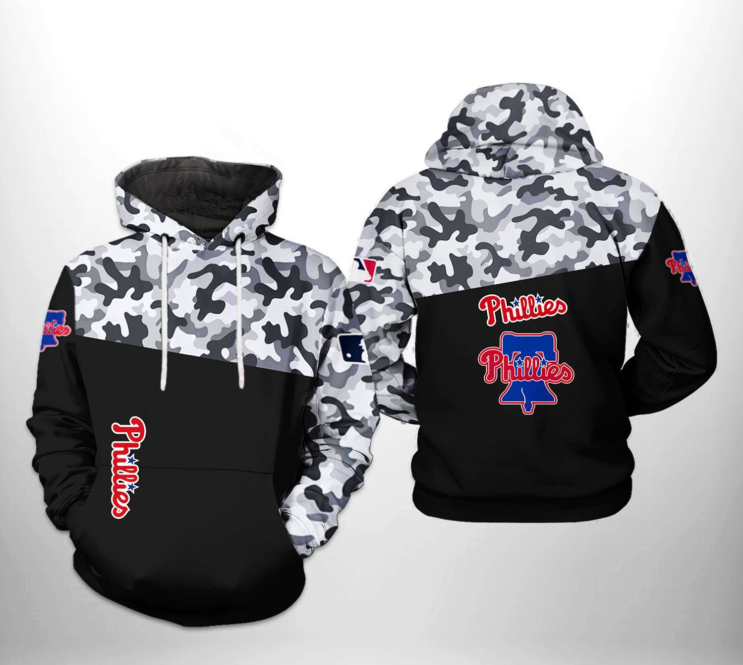 Philadelphia Phillies MLB Camo Veteran 3D All Over Print Hoodie & Zip Hoodie
