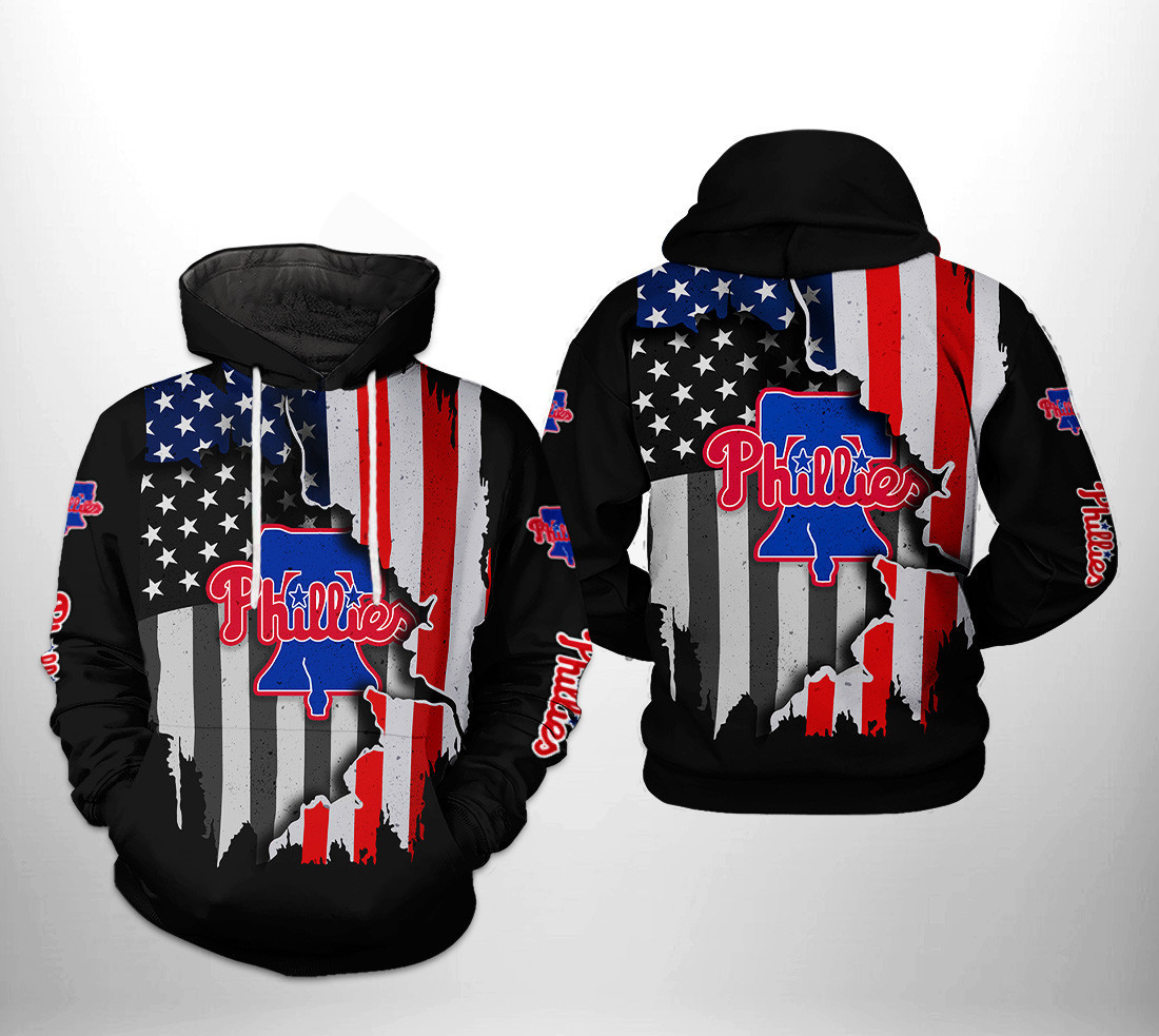Philadelphia Phillies MLB US Flag 3D All Over Print Hoodie & Zip Hoodie