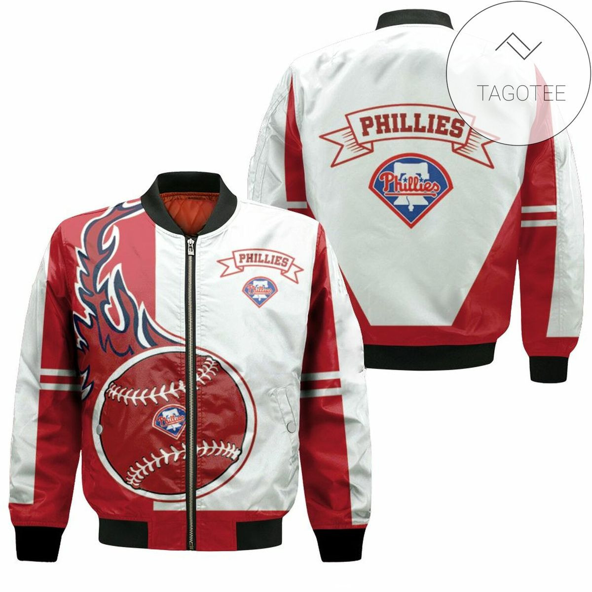 Philadelphia Phillies Red White Bomber Jacket | MLB Team Jacket for Men & Women | Baseball Fan Gift