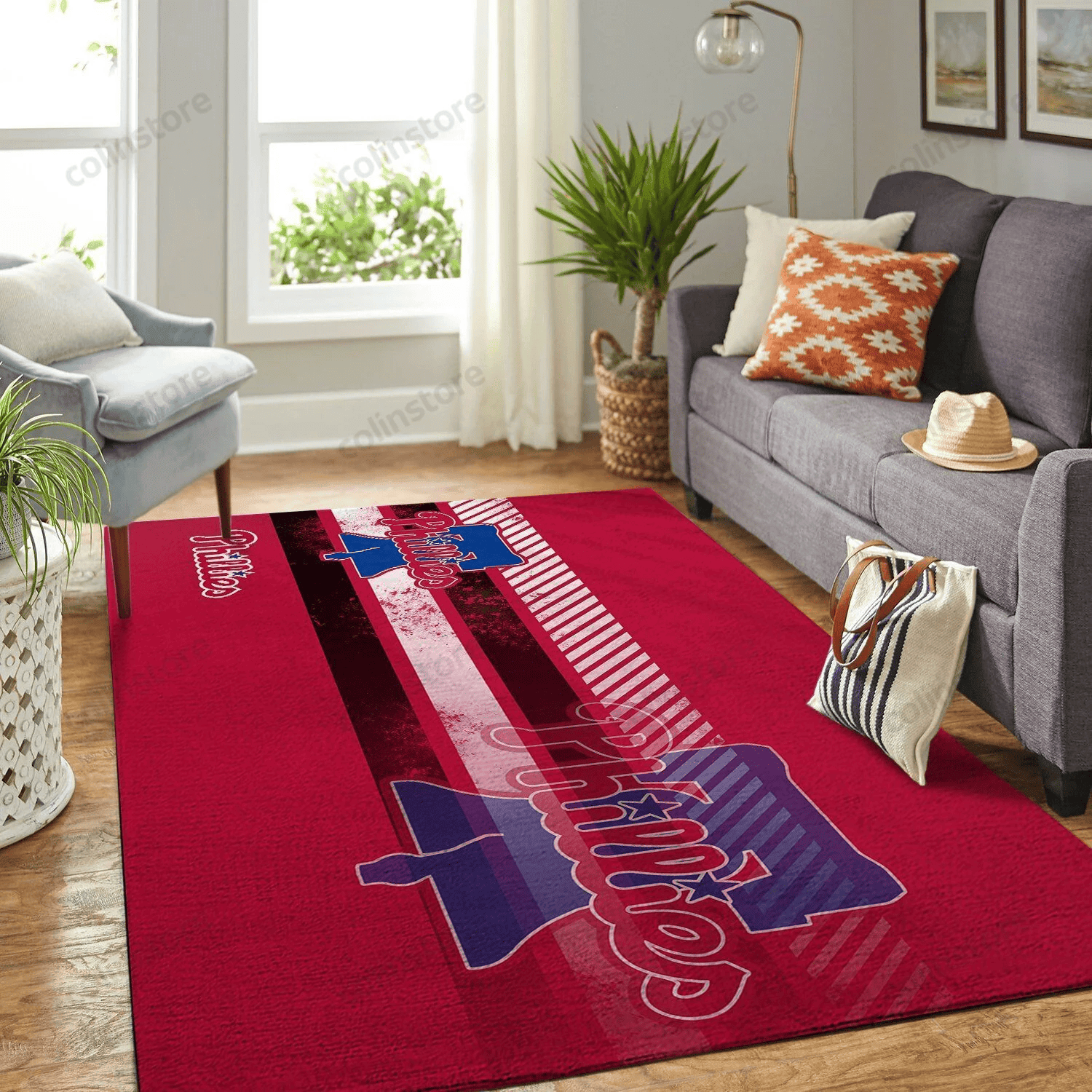 Philadelphia Phillies Team Logo Nice Gift Rectangle Area Rug – Full Print Carpet For Living Room & Bedroom Home Decor