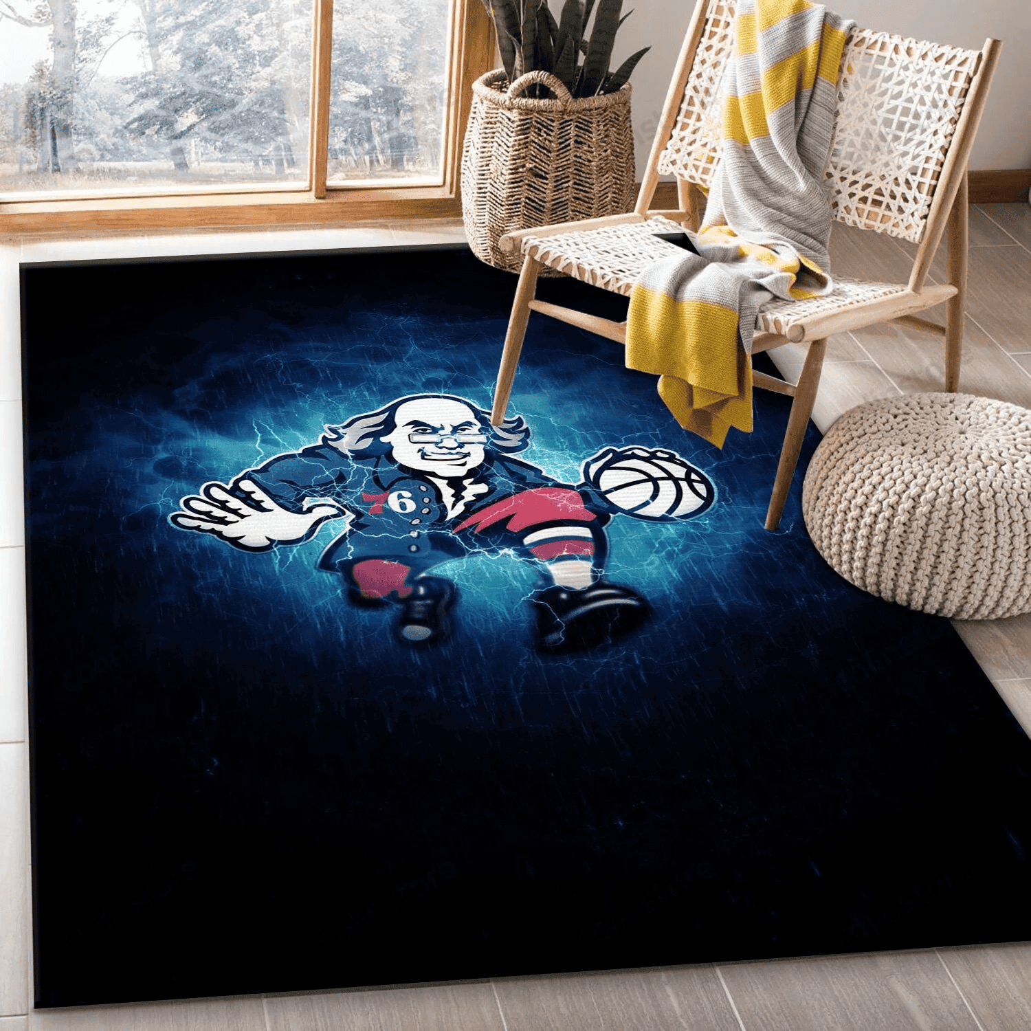 Philadelphia Sixers Rectangle Area Rug – Full Print Carpet For Living Room & Bedroom Home Decor