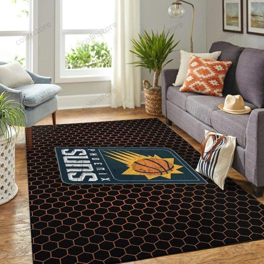 Phoenic Suns Team Logo Grey Wooden 3D Rectangle Area Rug – Full Print Carpet For Living Room & Bedroom Home Decor