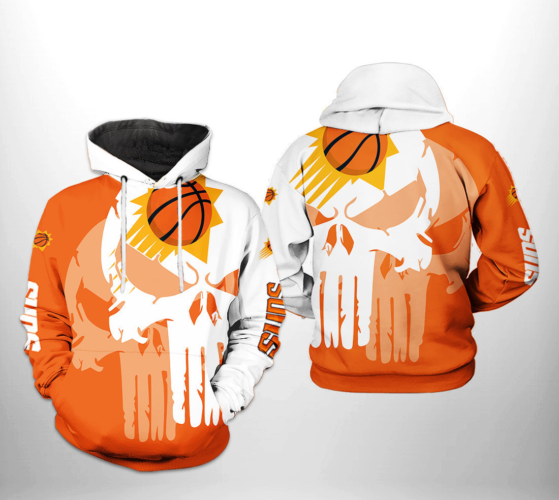 Phoenix Suns NBA Team Skull 3D All Over Print Hoodie & Zip Hoodie