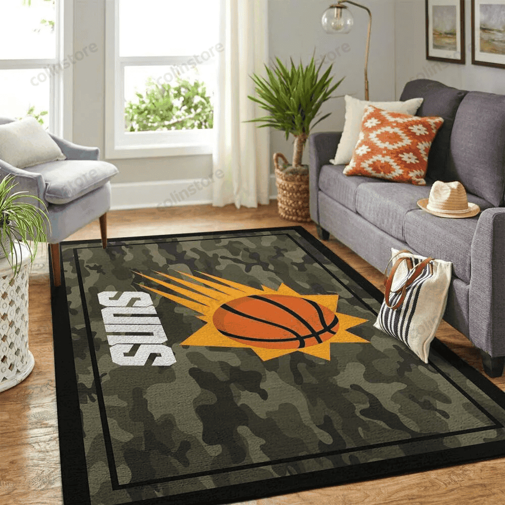 Phoenix Suns Team Logo Rectangle Area Rug – Full Print Carpet For Living Room & Bedroom Home Decor