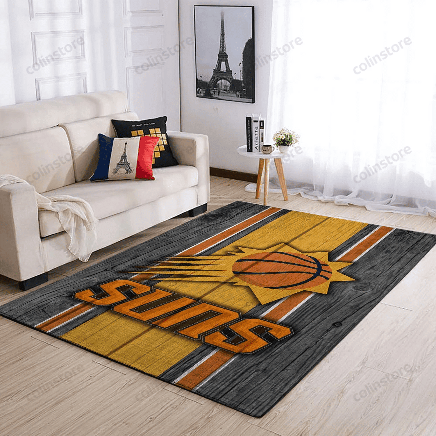 Phoenix Suns Team Logo Wooden 3D Rectangle Area Rug – Full Print Carpet For Living Room & Bedroom Home Decor