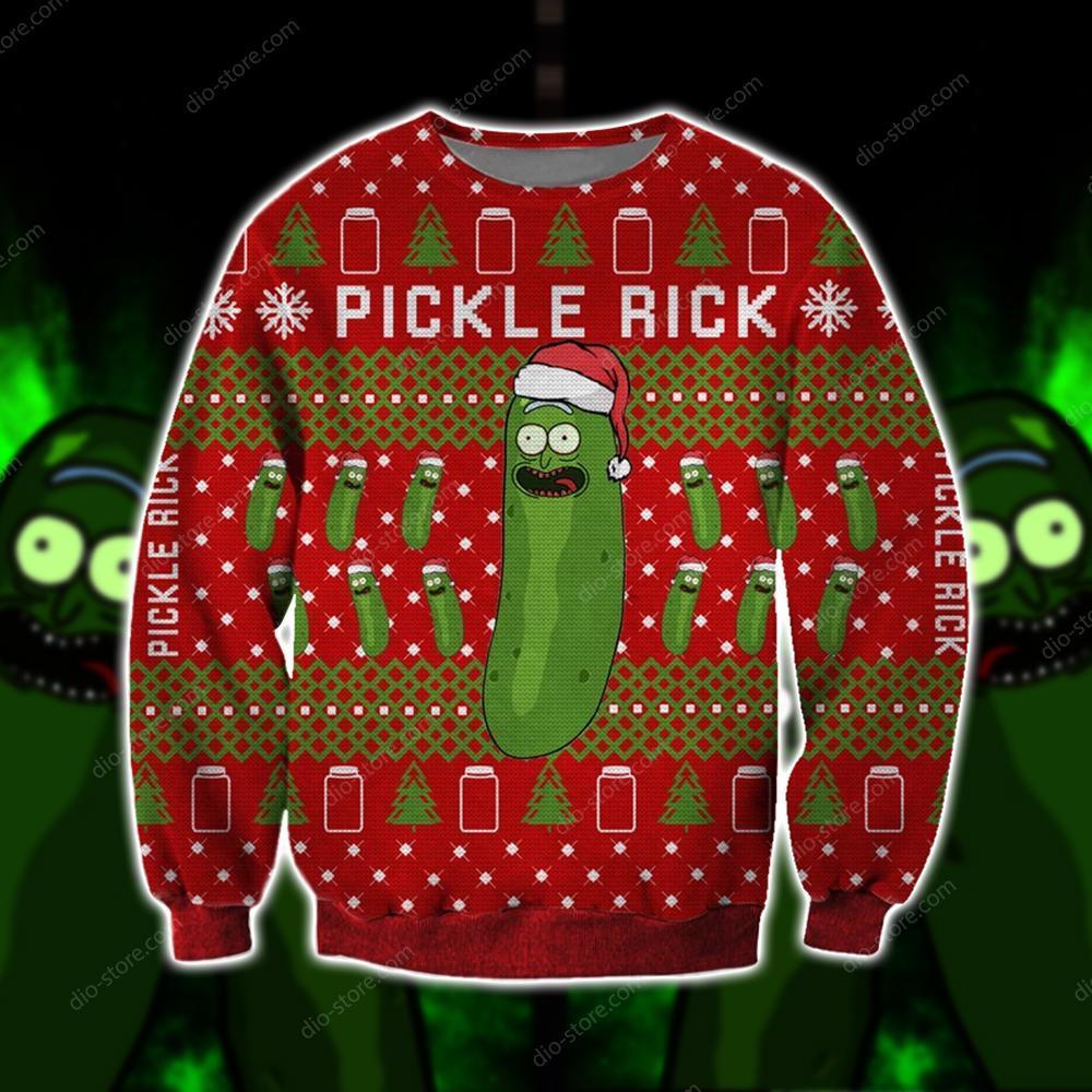 Pickle Rick Knitting Pattern 3D Print Ugly Christmas Sweater