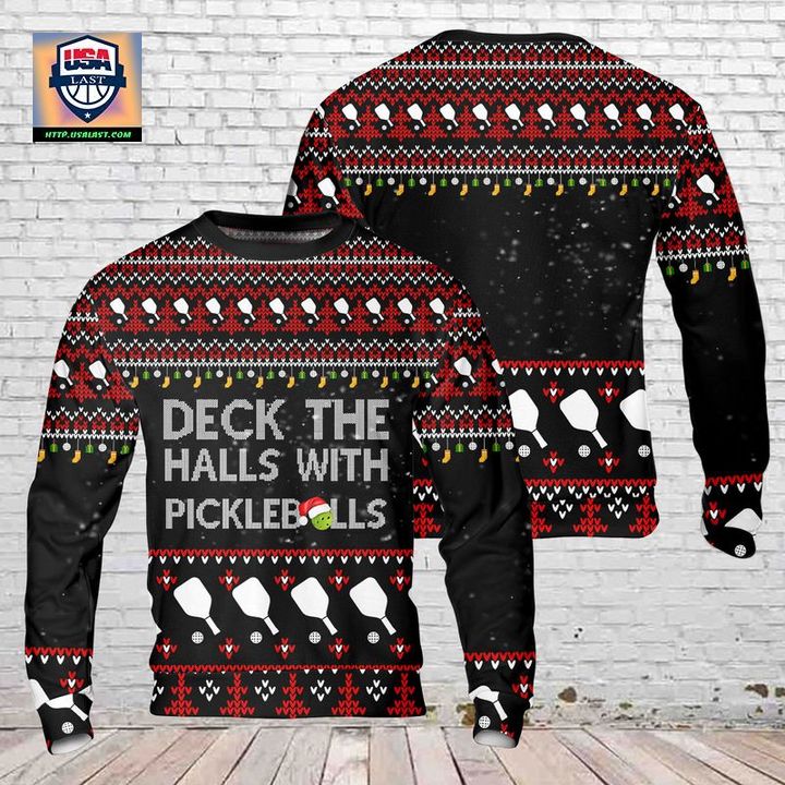 Pickleball Deck The Halls Christmas AOP Sweater