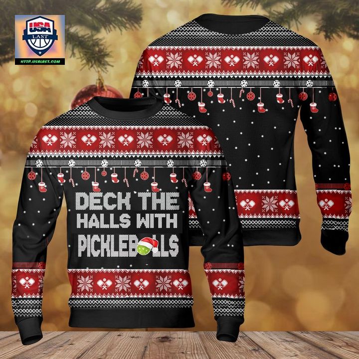 Pickleball Deck The Halls Christmas AOP Sweater