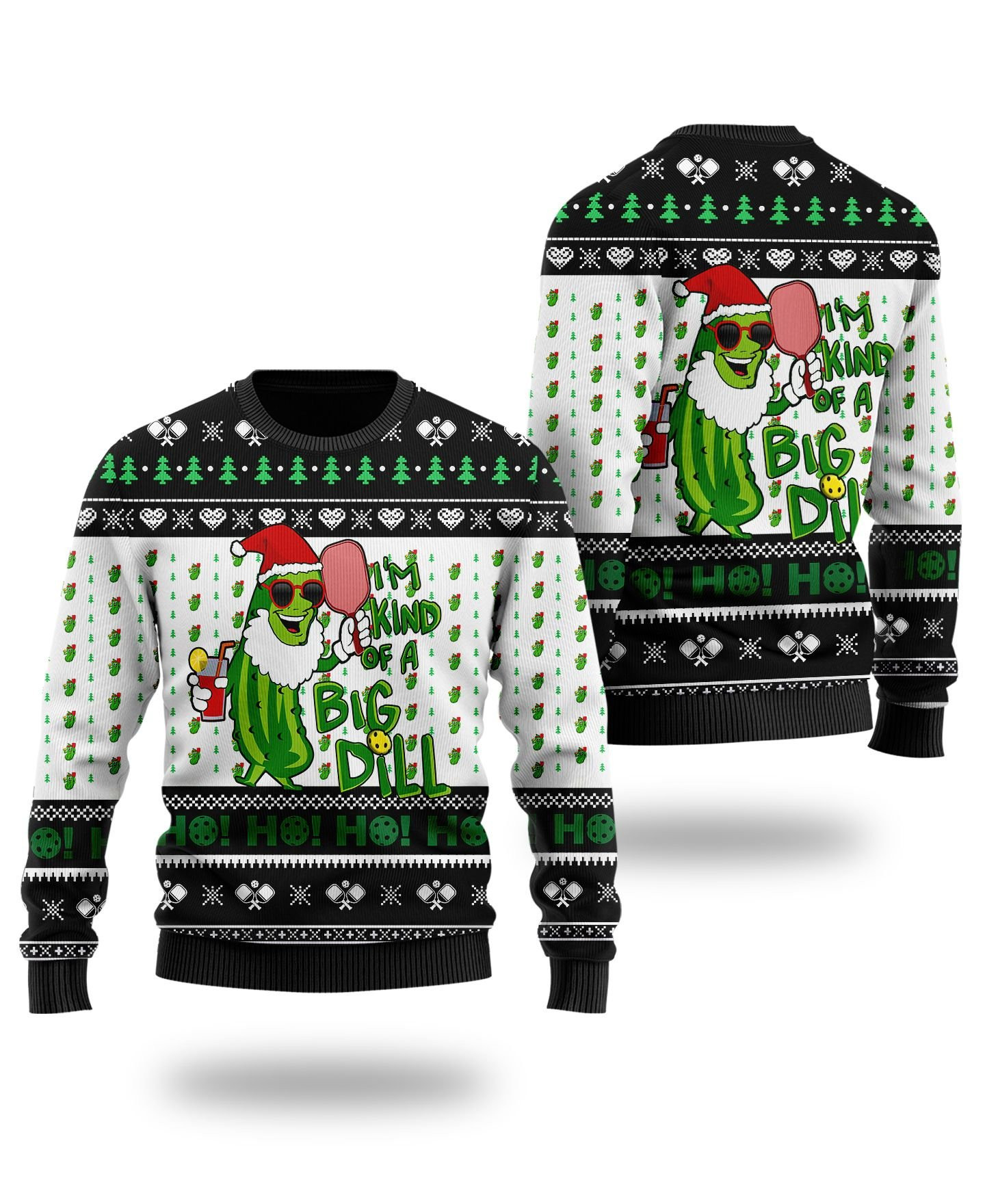 Pickleball Symol I'M Kind Of A Big Dill Noel Pattern For Sport Lovers Ugly Christmas Sweater, Perfect Holiday Gift