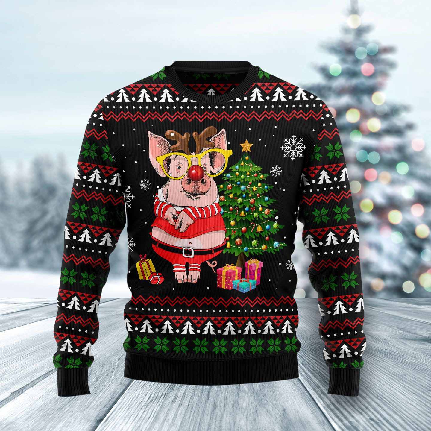 Pig Gorgeous Reindeer Ugly Christmas Sweater, Perfect Holiday Gift