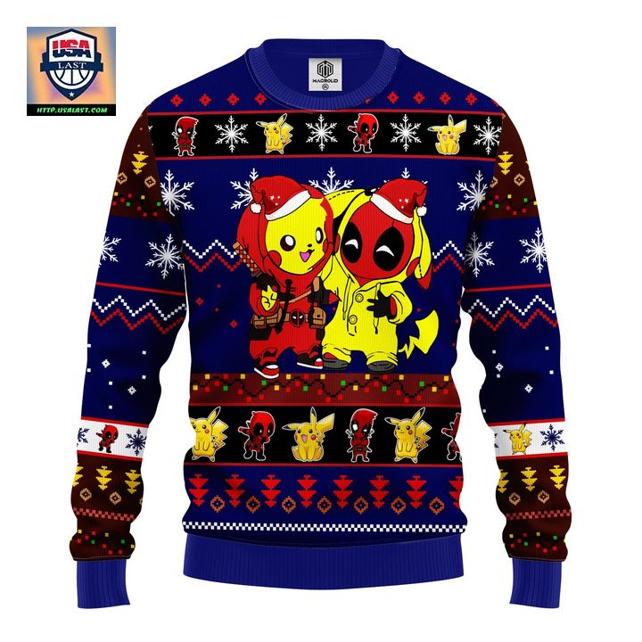 Pikachu Deadpool Christmas Sweater Blue 1 Amazing Gift Idea Thanksgiving Gift
