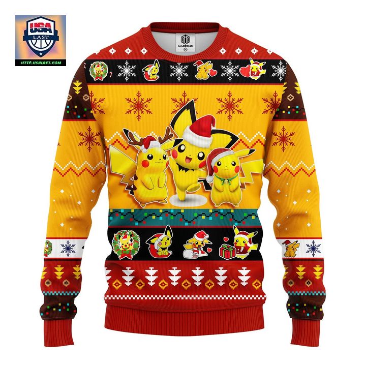 Pikachu Pokemon Ugly Christmas Sweater Yellow 1 Amazing Gift Idea Thanksgiving Gift