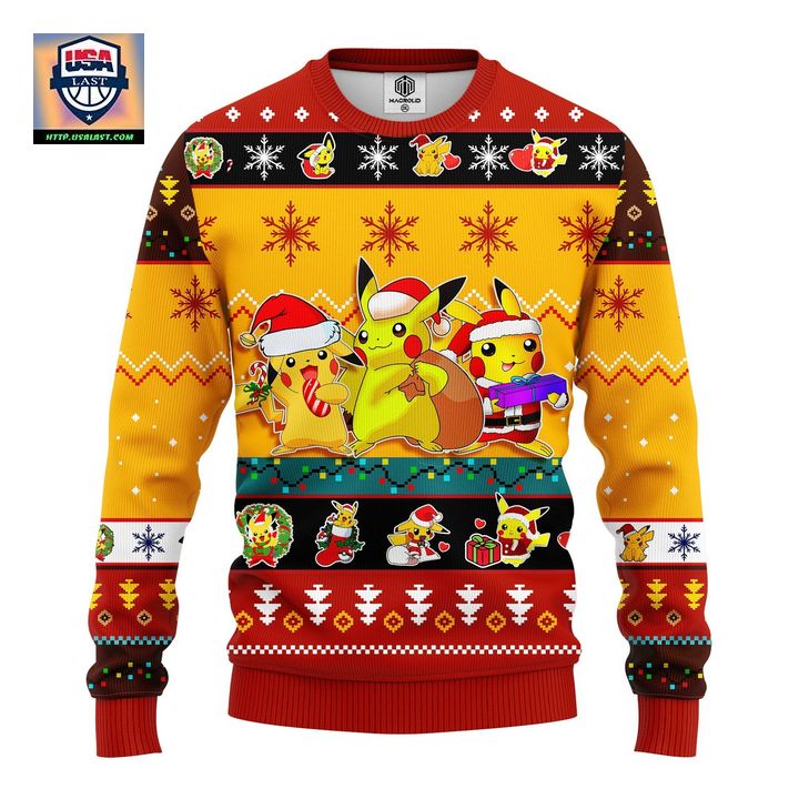 Pikachu Pokemon Ugly Christmas Sweater Yellow 2 Amazing Gift Idea Thanksgiving Gift