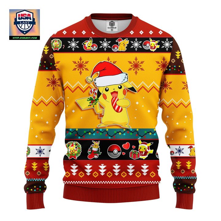 Pikachu Pokemon Ugly Christmas Sweater Yellow 3 Amazing Gift Idea Thanksgiving Gift