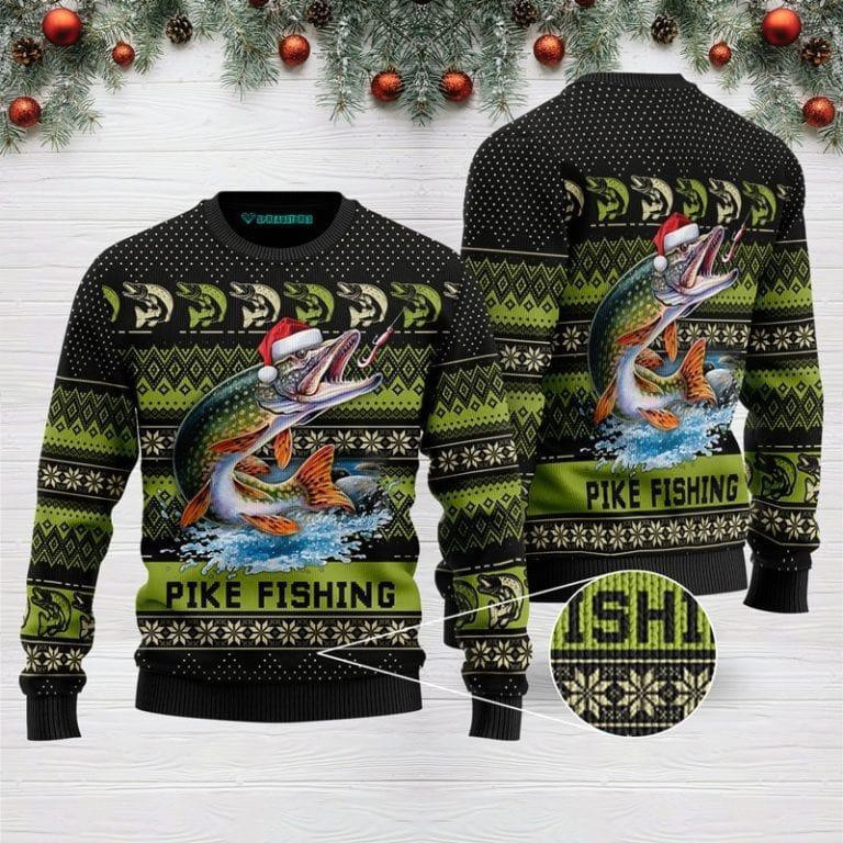 Pike Fishing For Ugly Christmas Sweater, Perfect Holiday Gift