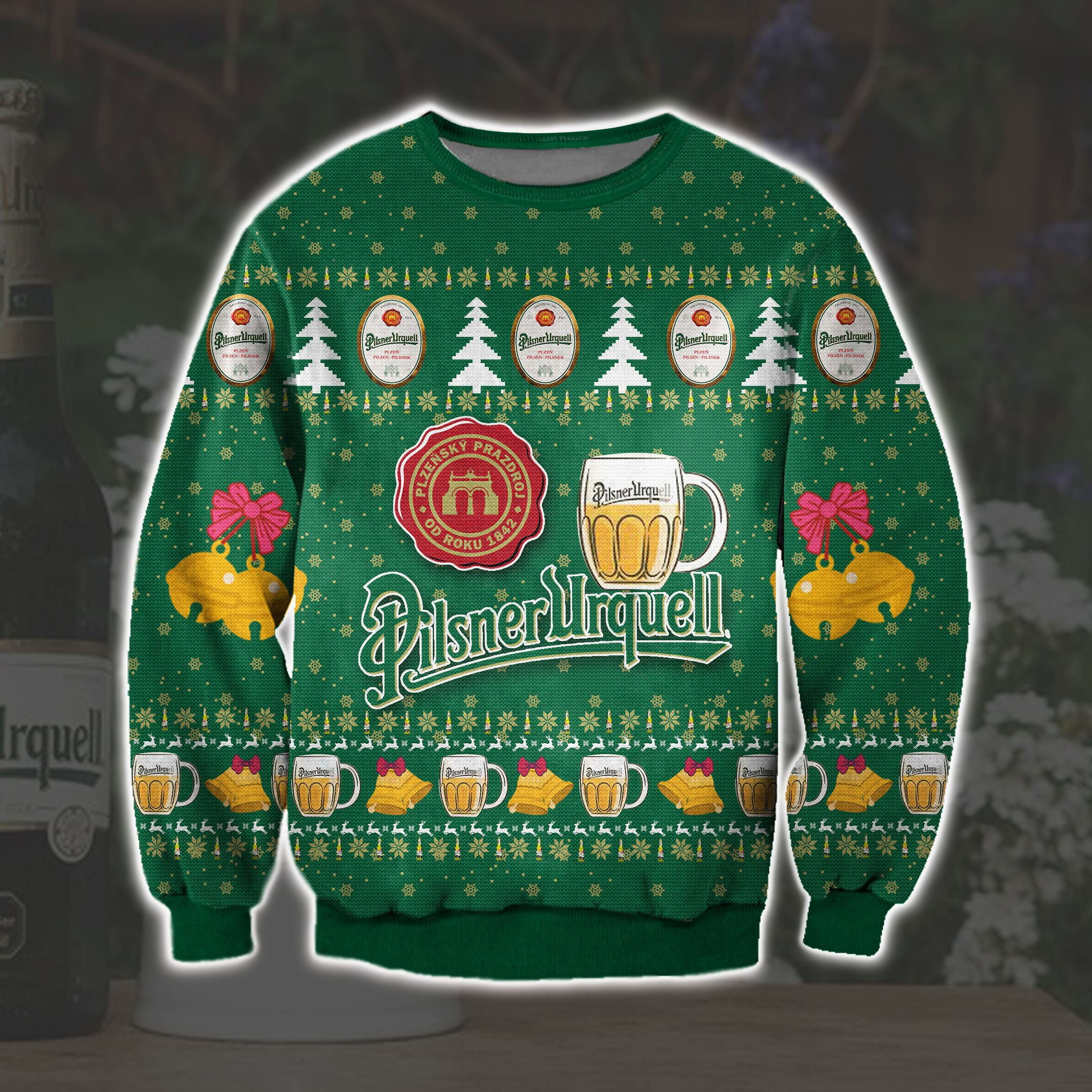 Pilsner Urquell Knitting Pattern 3D Print Ugly Christmas Sweater