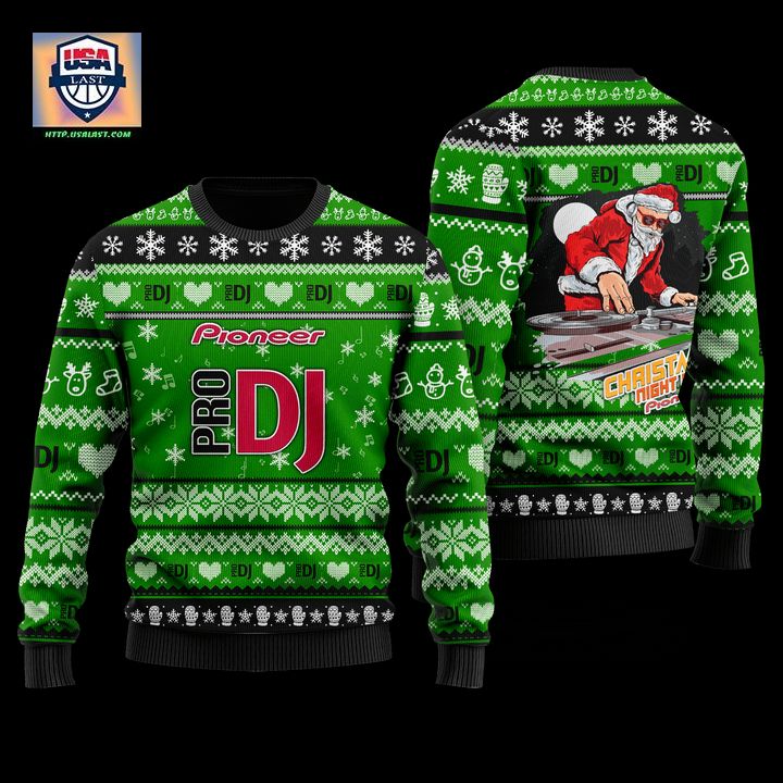 Pioneer DJ Green 3D Faux Wool Ugly Sweater