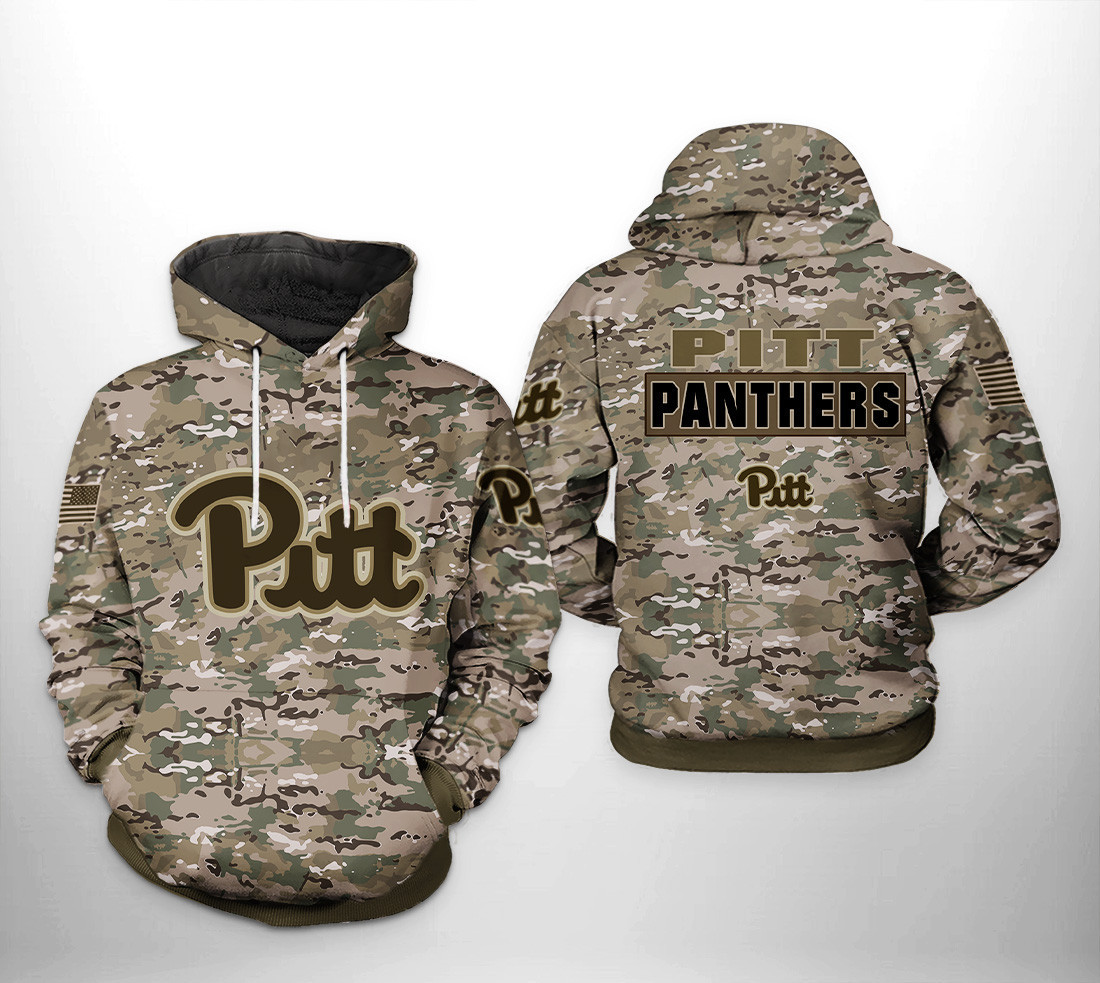 Pitt Panthers NCAA Camo Veteran 3D All Over Print Hoodie & Zip Hoodie