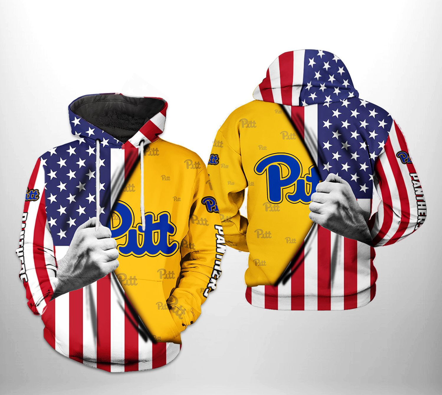 Pitt Panthers NCAA US Flag 3D All Over Print Hoodie & Zip Hoodie