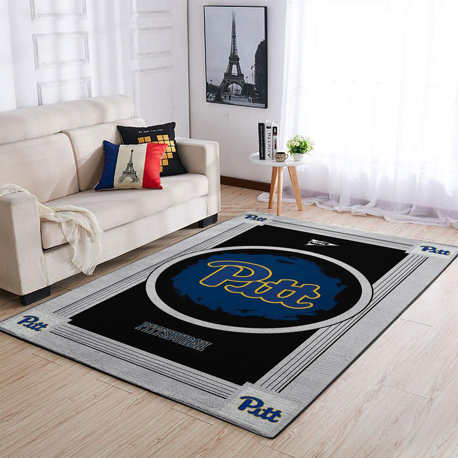 Pitt Panthers Team Logo Nice Gift Rectangle Area Rug – Full Print Carpet For Living Room & Bedroom Home Decor