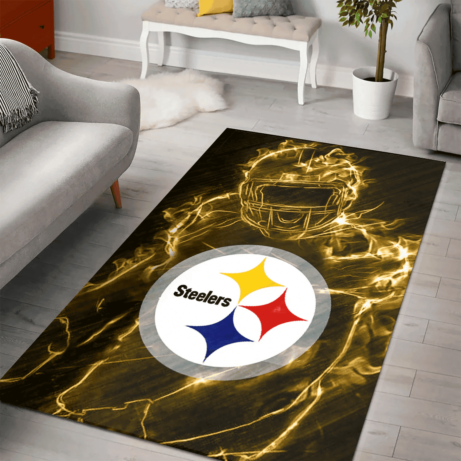 Pittburgh Steelers Legend 3D Full Print Rectangle Area Rug – Full Print Carpet For Living Room & Bedroom Home Decor
