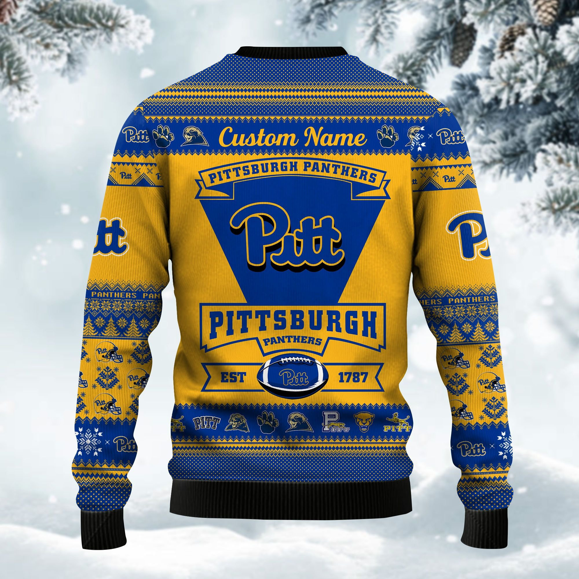 Pittsburgh Panthers Football Team Logo Custom Name Personalized Ugly Christmas Sweater Perfect Holiday Gift - Image 3