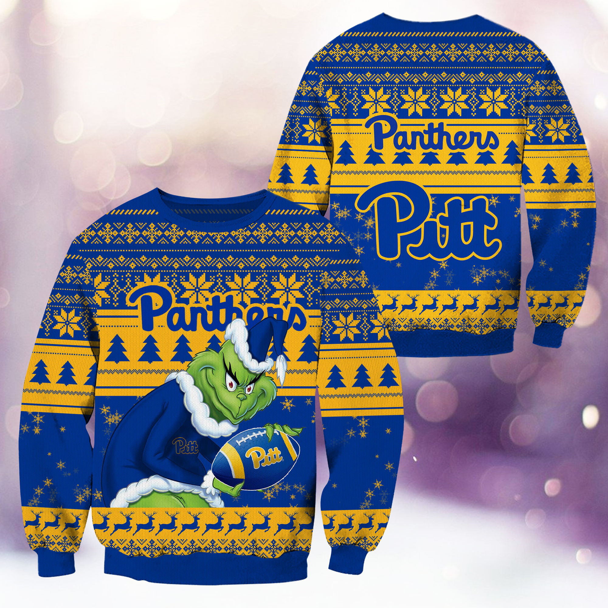 Pittsburgh Panthers Grinch Ugly Christmas Sweater,