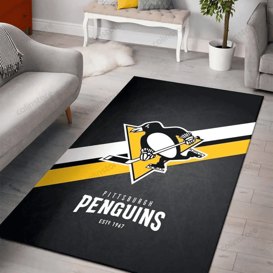 Pittsburgh Penguins 3D Rectangle Area Rug – Full Print Carpet For Living Room & Bedroom Home Decor