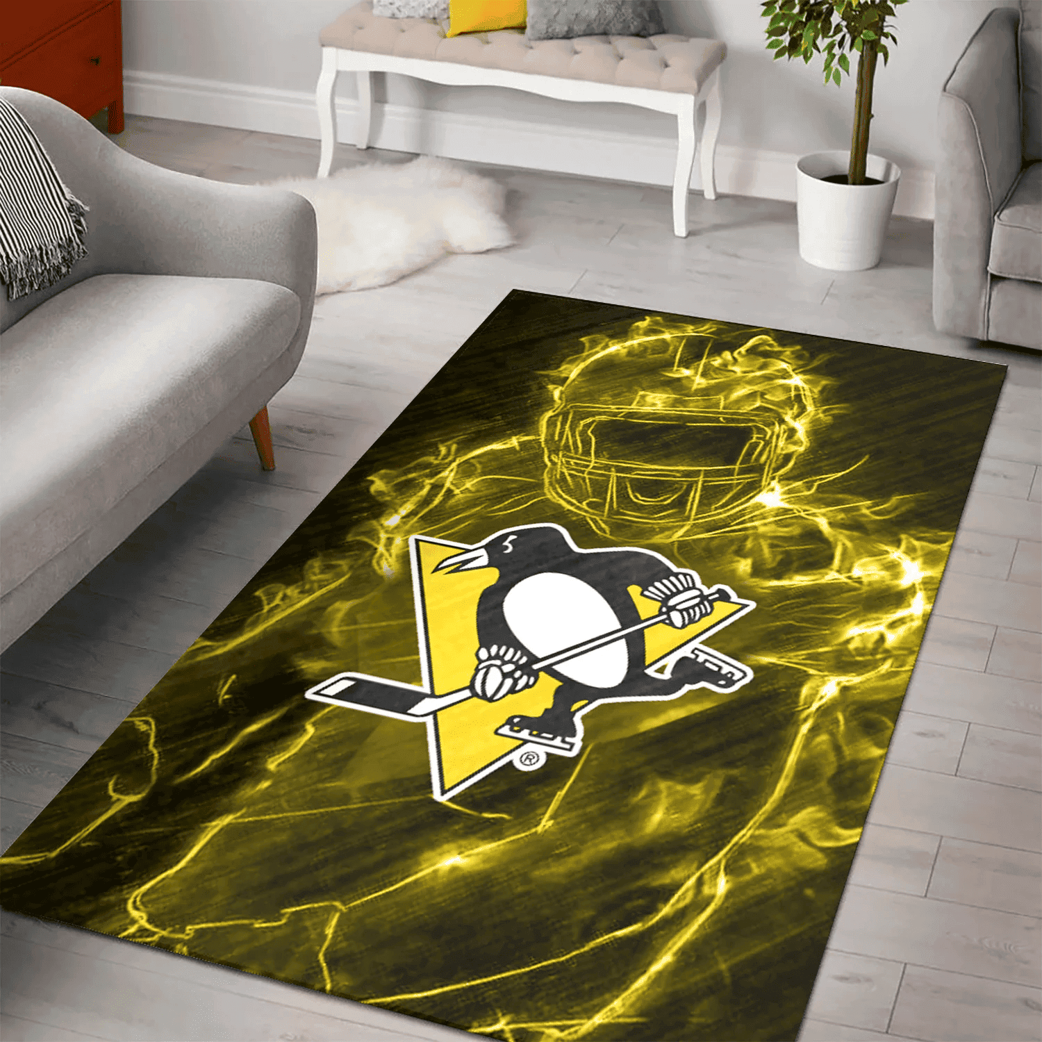 Pittsburgh Penguins Legend 3D Full Print Rectangle Area Rug – Full Print Carpet For Living Room & Bedroom Home Decor