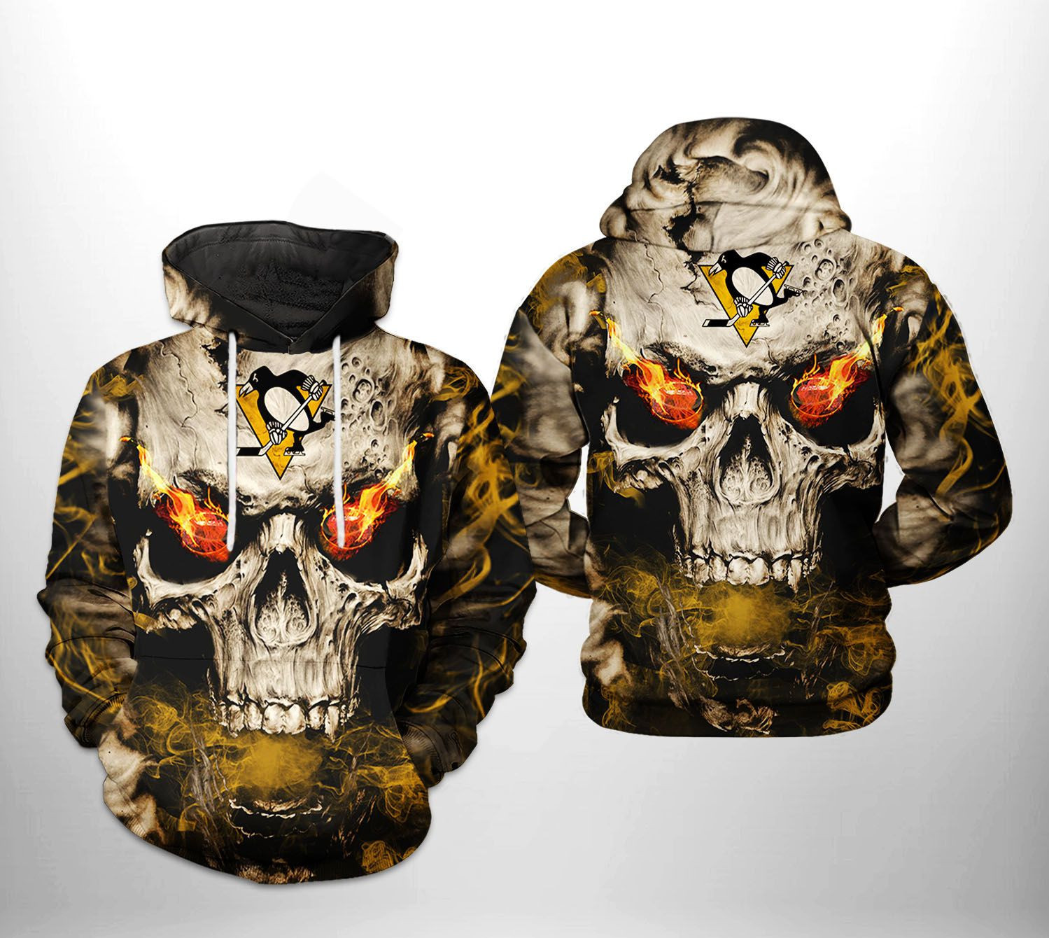 Pittsburgh Penguins NHL Skull 3D All Over Print Hoodie & Zip Hoodie