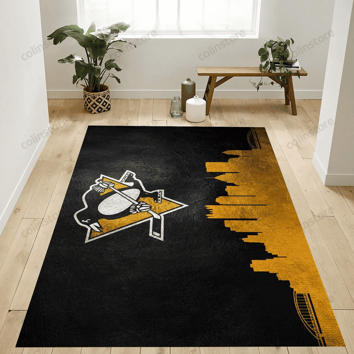 Pittsburgh Penguins Rectangle Area Rug – Full Print Carpet For Living Room & Bedroom Home Decor