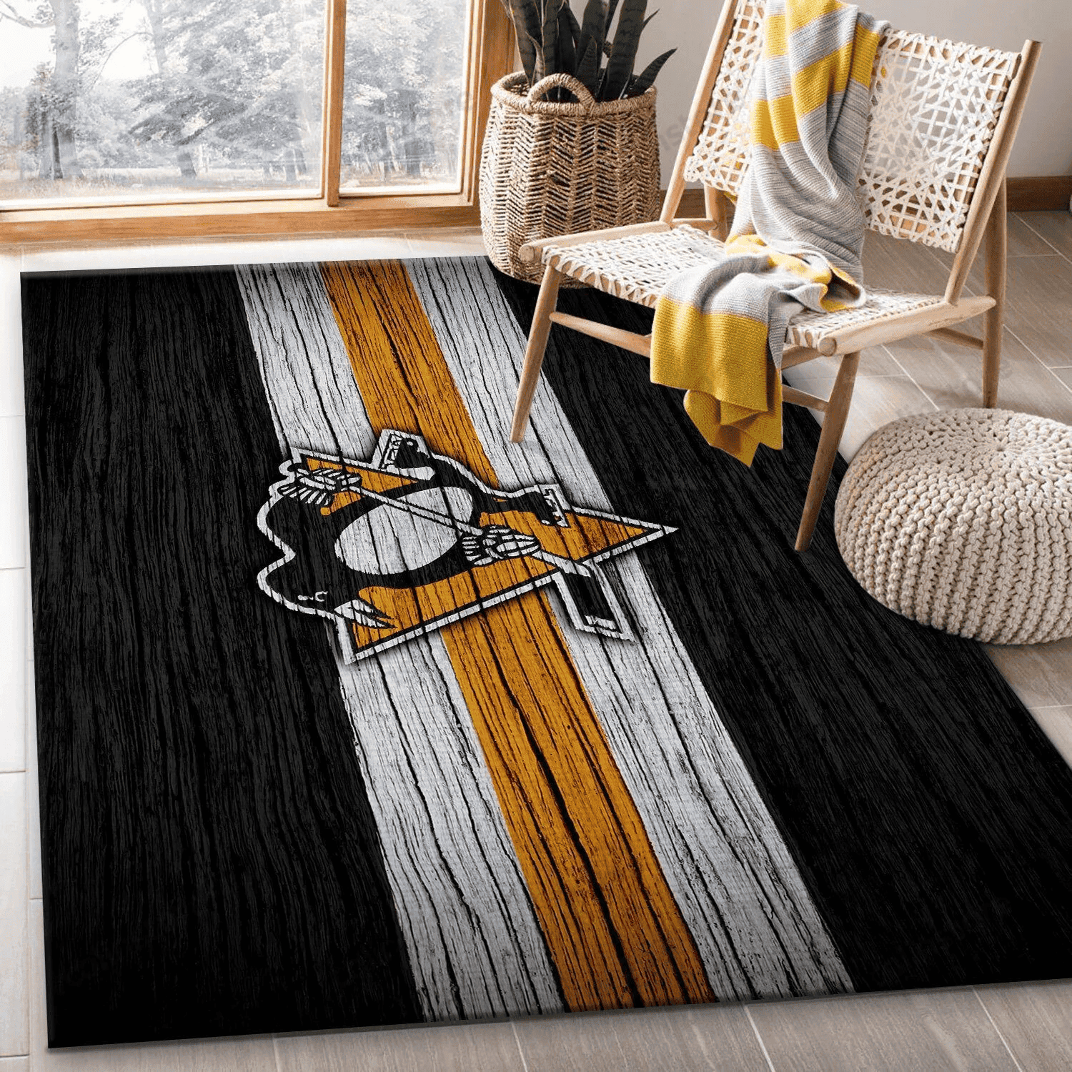 Pittsburgh Penguins Rug Rectangle Area Rug – Full Print Carpet For Living Room & Bedroom Home Decor