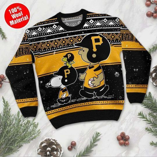 Pittsburgh Pirates Charlie Brown And Snoopy Ugly Christmas Sweater,