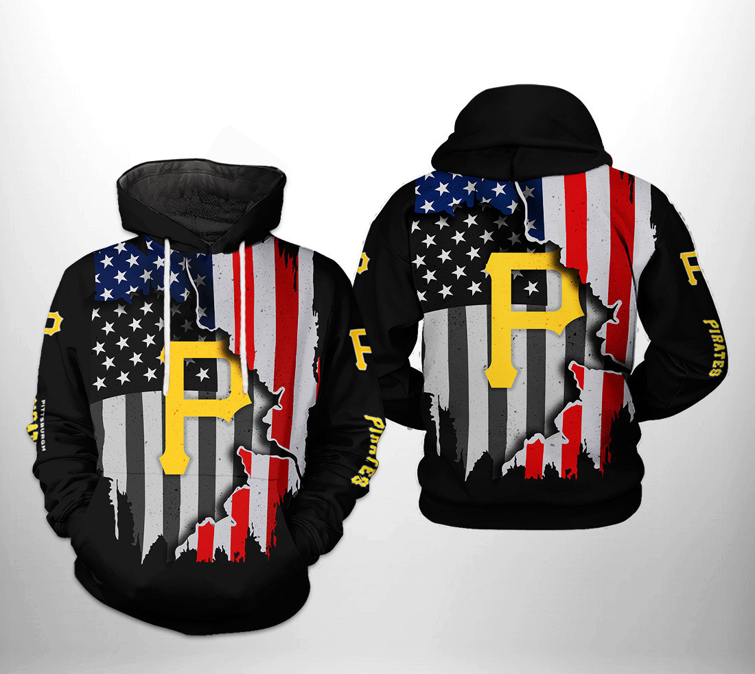 Pittsburgh Pirates MLB US Flag 3D All Over Print Hoodie & Zip Hoodie