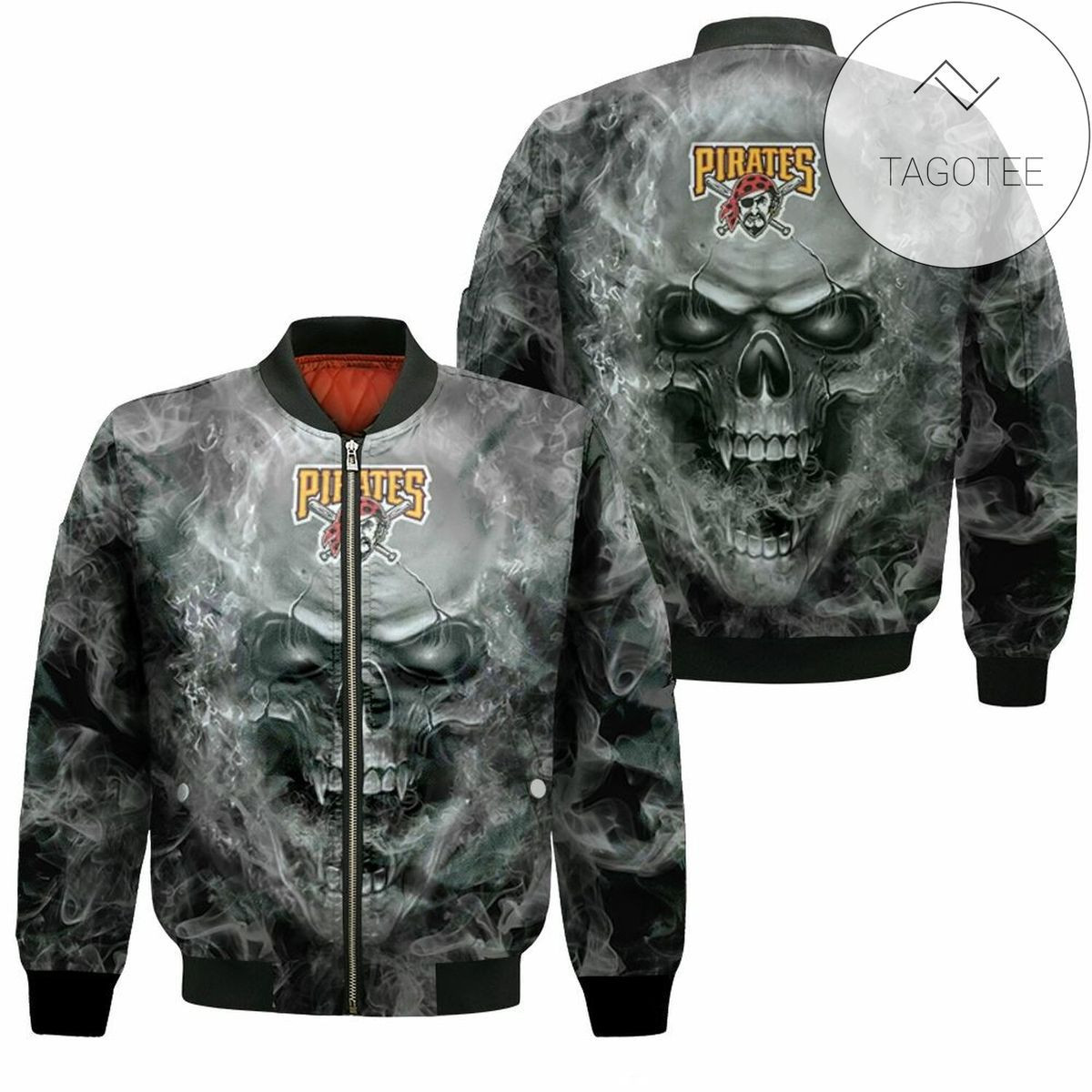 Pittsburgh Pirates Skull Bomber Jacket | MLB Team Jacket for Men & Women | Baseball Fan Gift