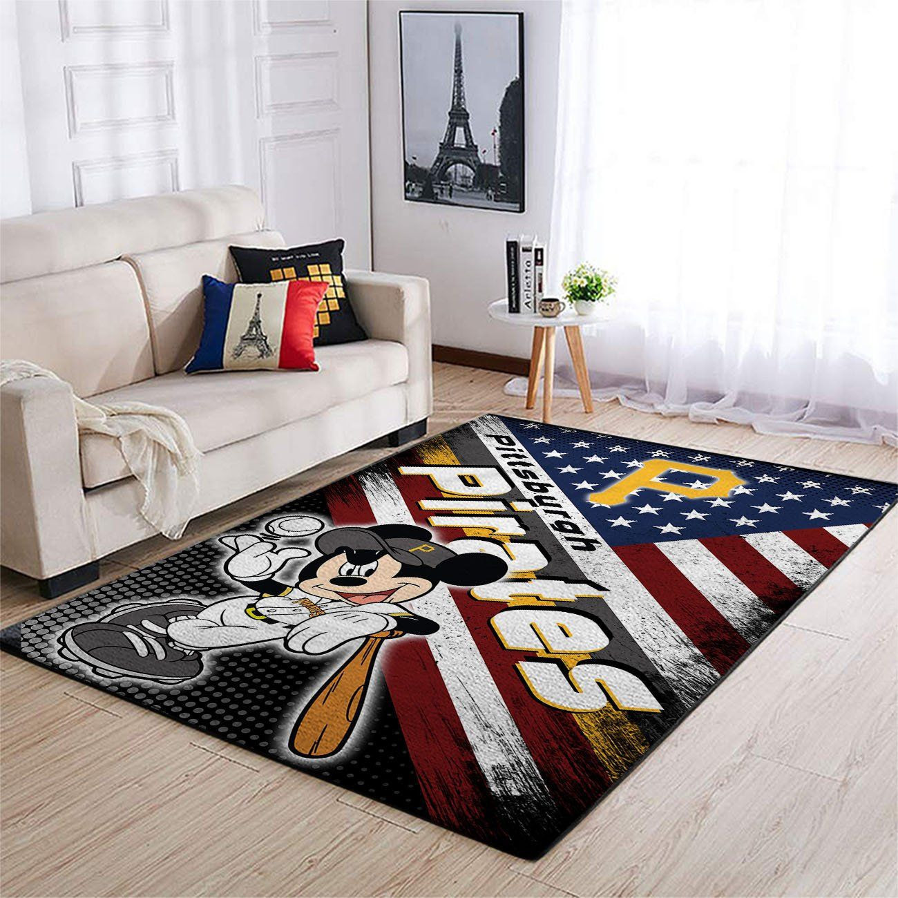 Pittsburgh Pirates Team Logo Mickey Us Rectangle Area Rug – Full Print Carpet For Living Room & Bedroom Home Decor