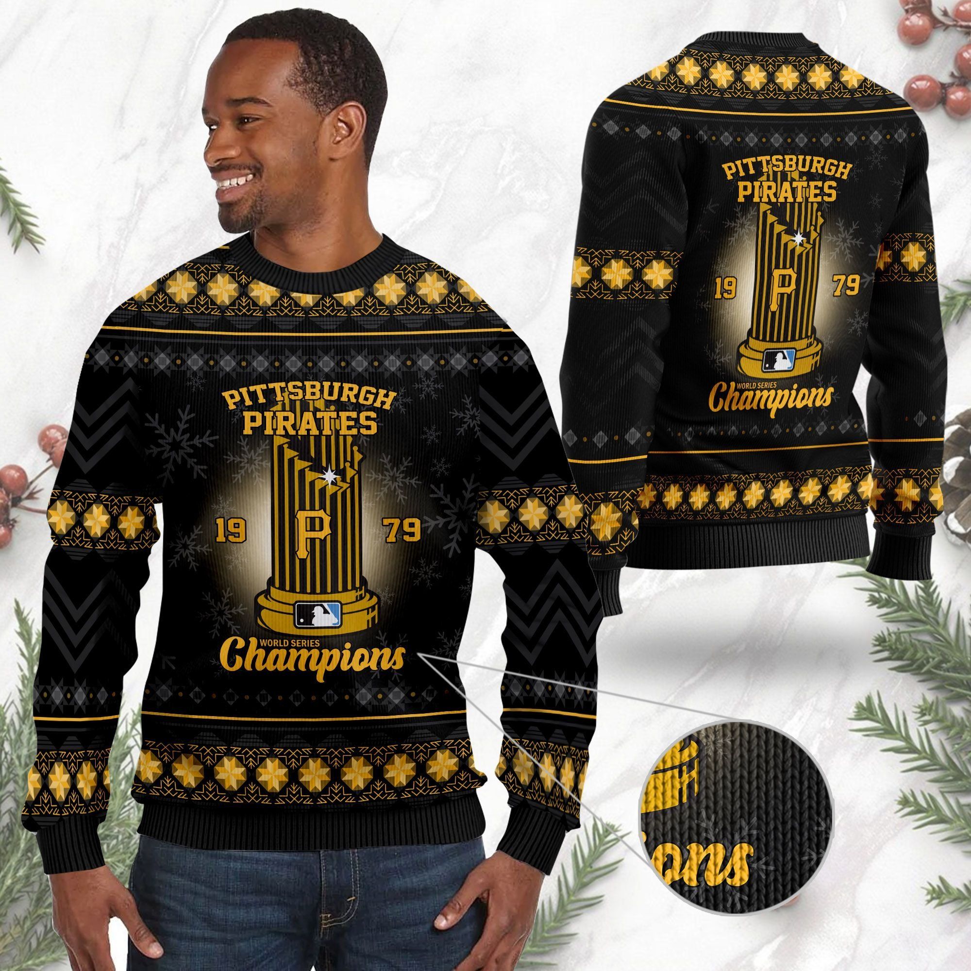 Pittsburgh Pirates World Series Champions MLB Cup Ugly Christmas Sweater
