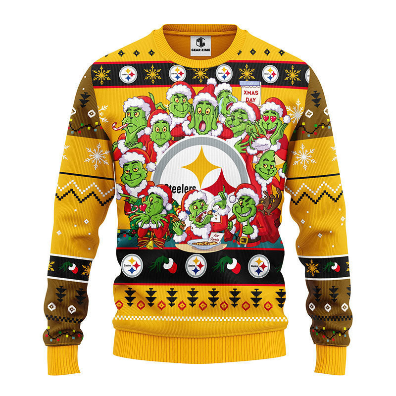 Pittsburgh Steelers 12 Grinch Xmas Day Ugly Christmas Sweater,