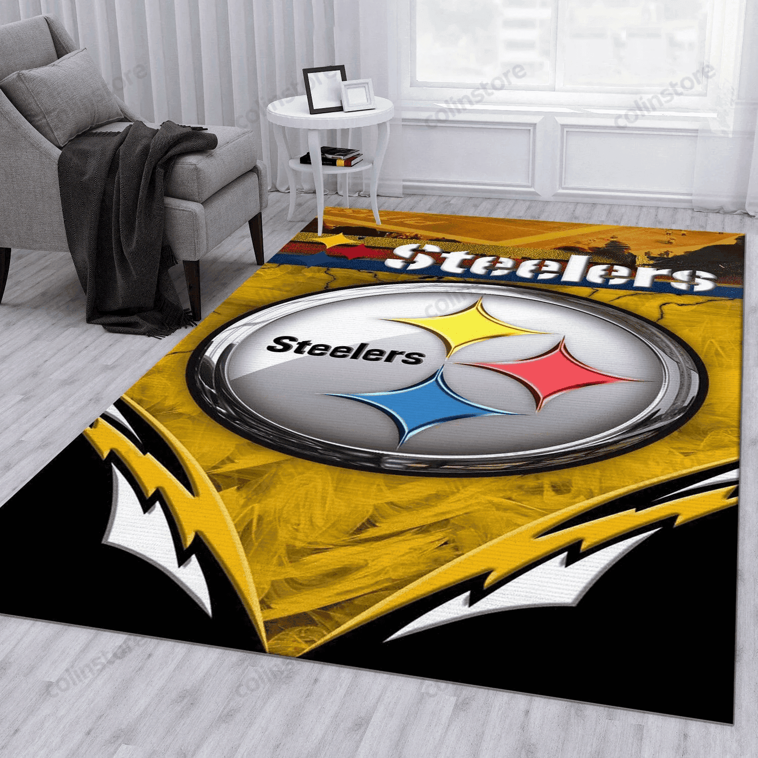Pittsburgh Steelers 18 Rectangle Area Rug – Full Print Carpet For Living Room & Bedroom Home Decor