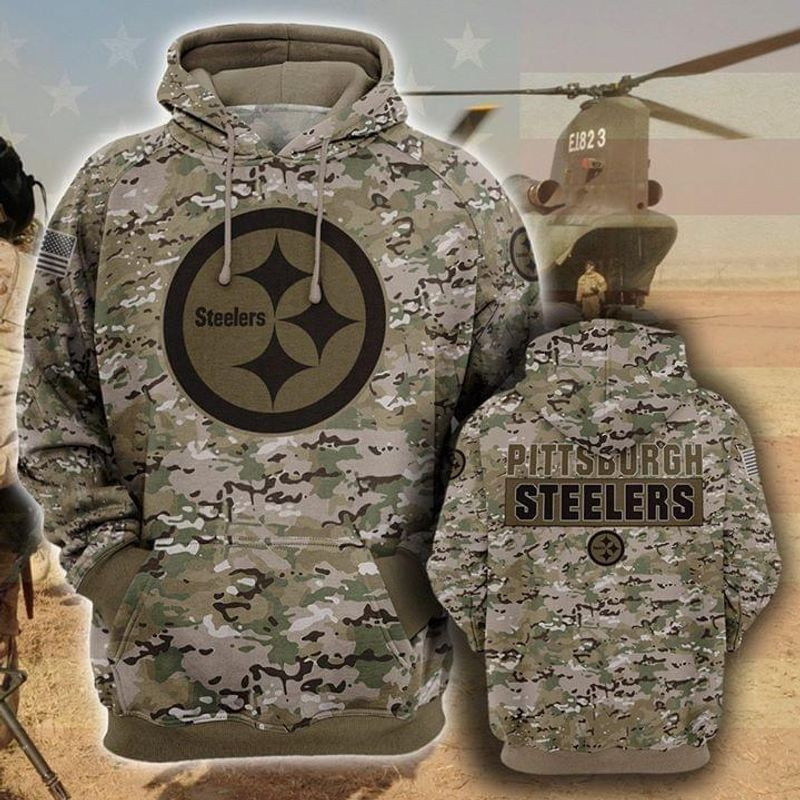 Pittsburgh Steelers Camo 3D All Over Print Hoodie & Zip Hoodie