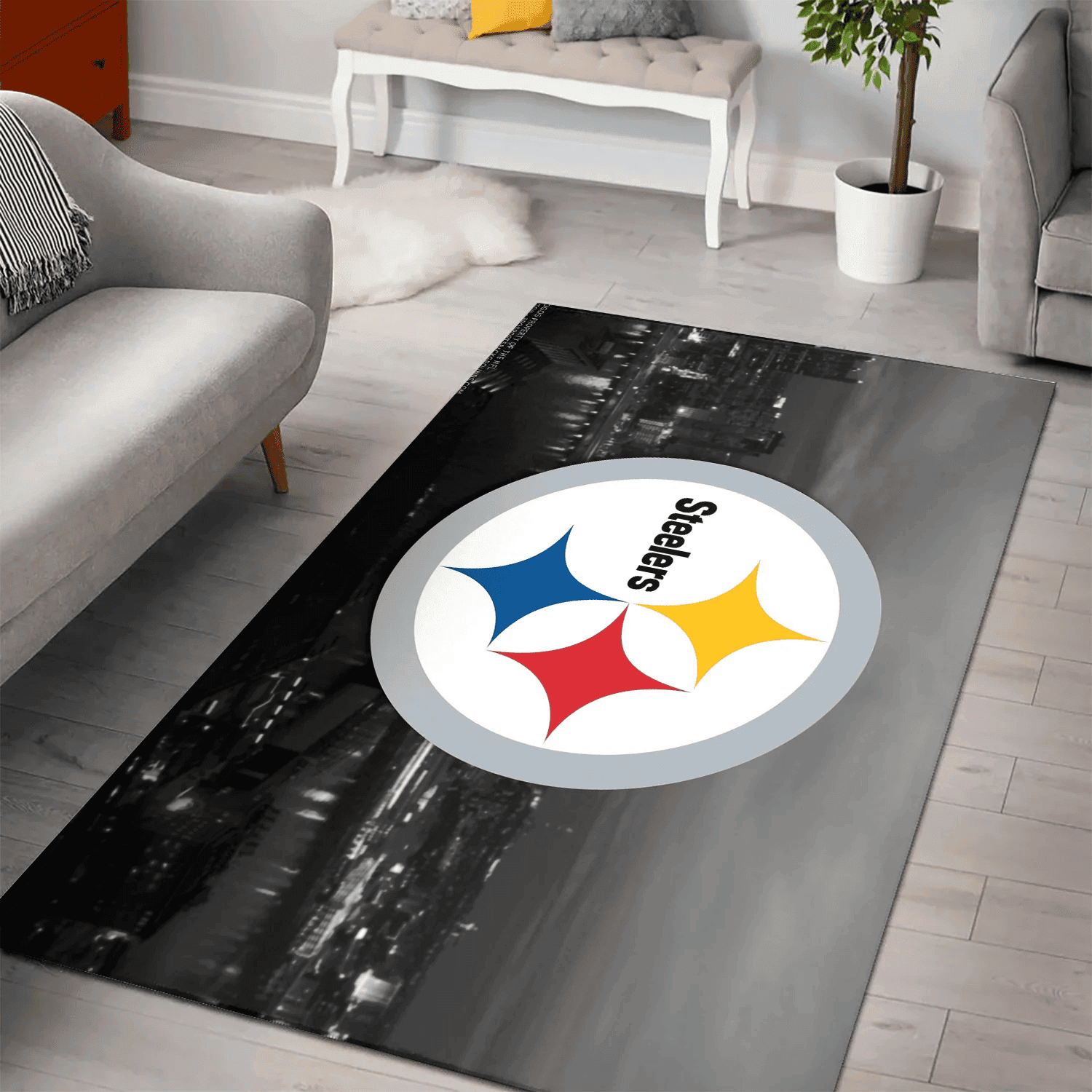 Pittsburgh Steelers City 3D Full Print Rectangle Area Rug – Full Print Carpet For Living Room & Bedroom Home Decor
