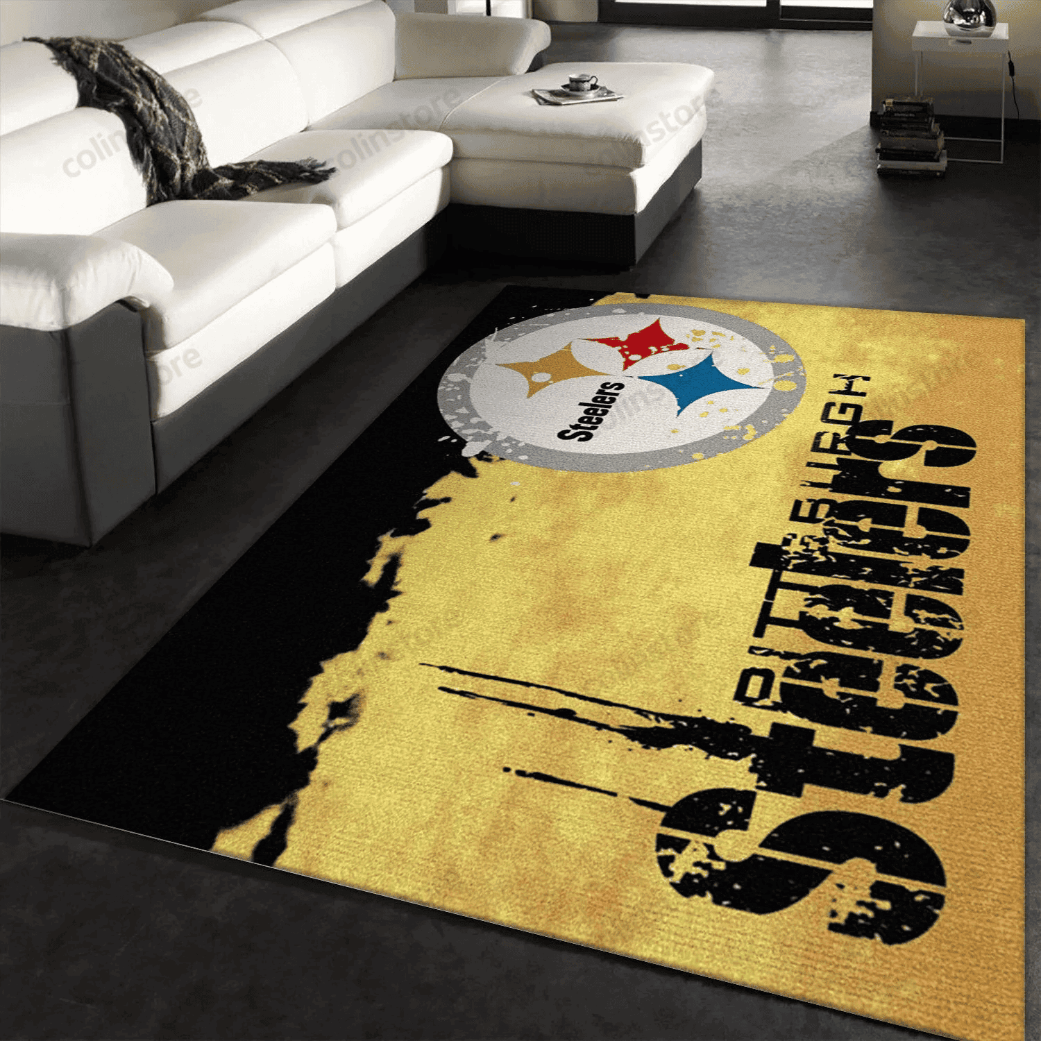 Pittsburgh Steelers Fade Rug Team Rectangle Area Rug – Full Print Carpet For Living Room & Bedroom Home Decor