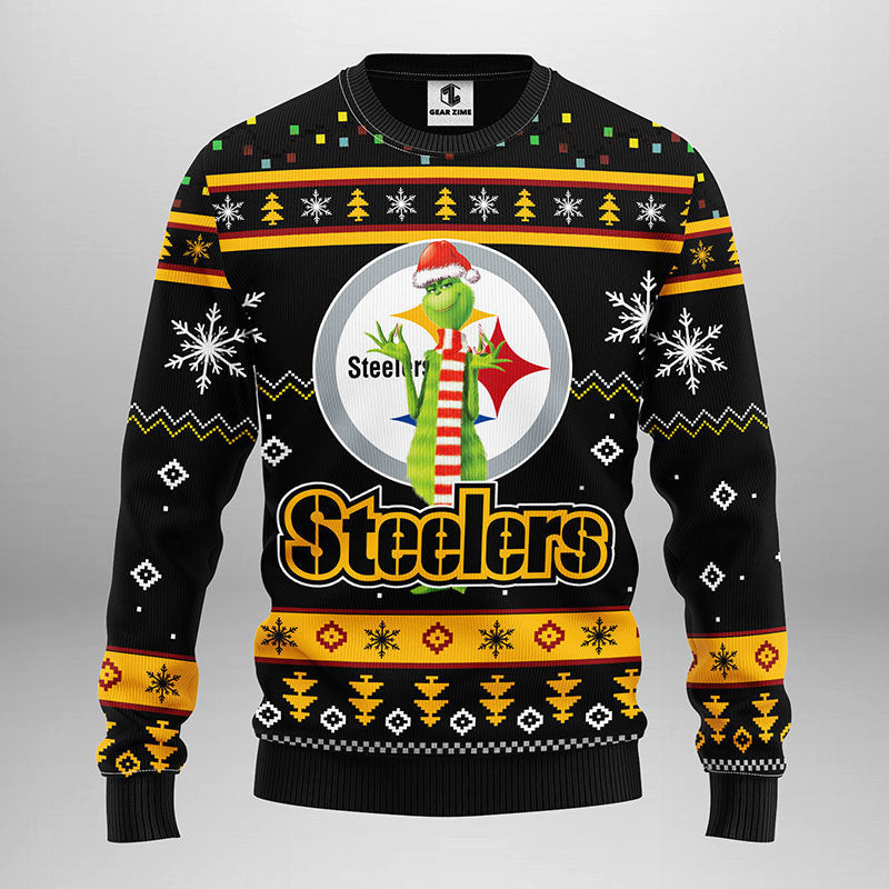 Pittsburgh Steelers Funny Grinch Ugly Christmas Sweater,