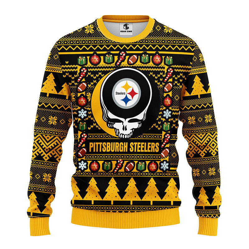 Pittsburgh Steelers Grateful Dead Ugly Christmas Fleece Sweater