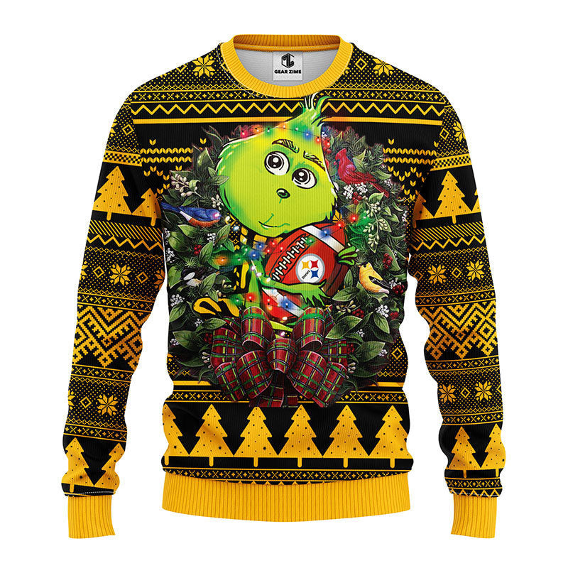 Pittsburgh Steelers Grinch Hug Ugly Christmas Sweater,