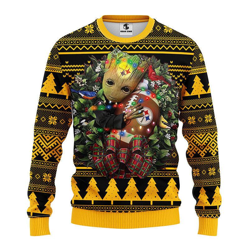 Pittsburgh Steelers Groot Hug Ugly Christmas Sweater,