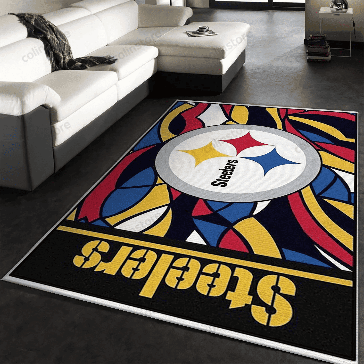 Pittsburgh Steelers Logo Rectangle Area Rug – Full Print Carpet For Living Room & Bedroom Home Decor