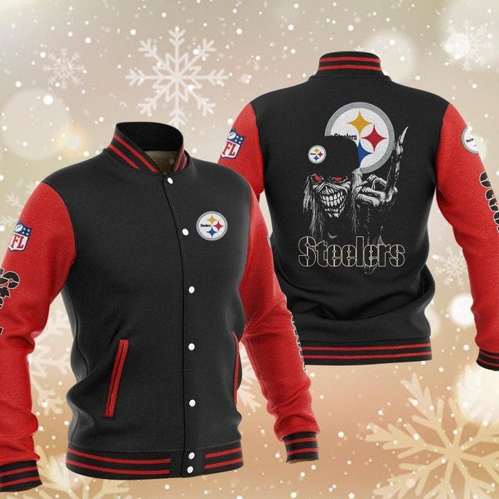 Pittsburgh Steelers Maiden Black Red Varsity Baseball Jacket for Men & Women | NFL Team Fan Gift