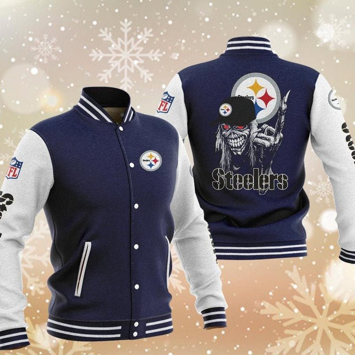 Pittsburgh Steelers Maiden Dark Blue Varsity Baseball Jacket for Men & Women | NFL Team Fan Gift