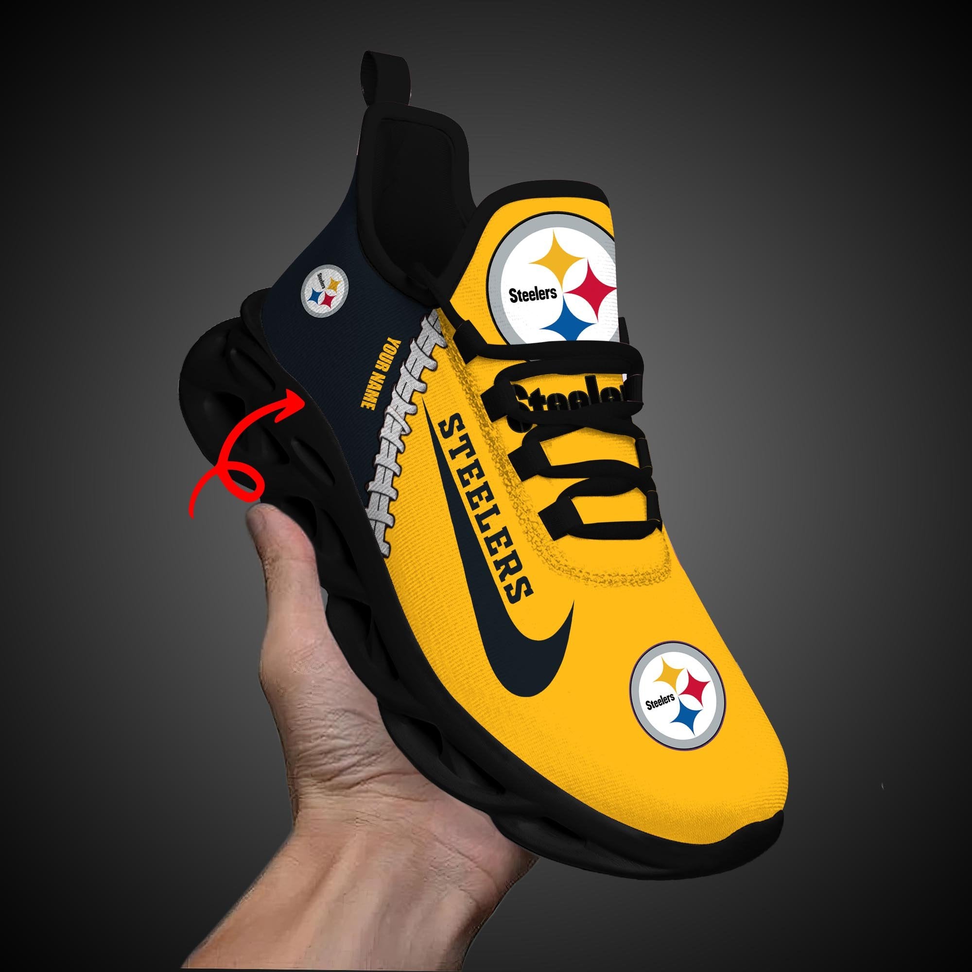 Pittsburgh Steelers Max Soul Shoes Sneakers for Men And Women – NFL Football Fan Shoes, Team Sneakers - Image 7